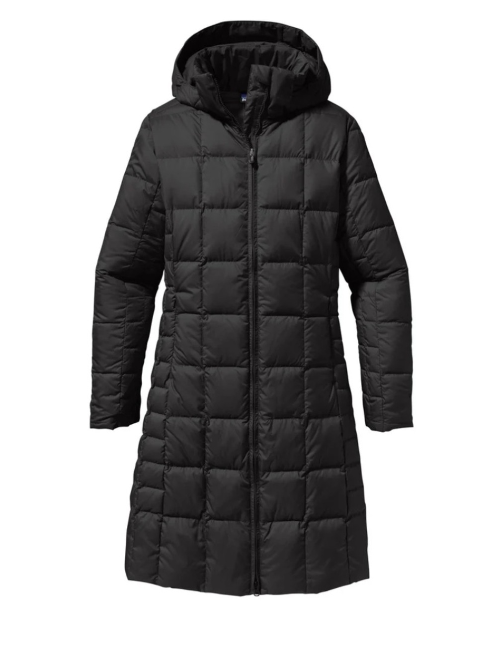Patagonia Down With It women’s black parka with removable hood